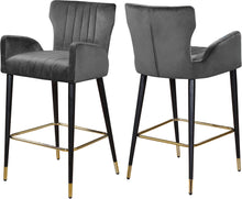 Load image into Gallery viewer, Luxe Grey Velvet Stool image
