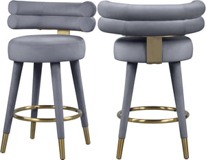 Fitzroy Grey Velvet Counter Stool image