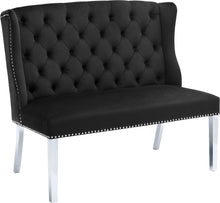 Load image into Gallery viewer, Suri Black Velvet Settee Bench image
