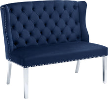 Load image into Gallery viewer, Suri Navy Velvet Settee Bench image
