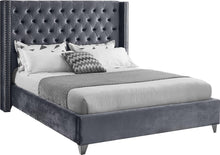 Load image into Gallery viewer, Aiden Grey Velvet King Bed image
