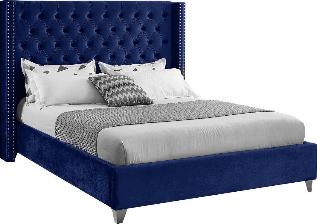 Aiden Navy Velvet Full Bed image