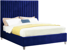 Load image into Gallery viewer, Candace Navy Velvet Queen Bed image
