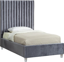 Load image into Gallery viewer, Candace Grey Velvet Twin Bed image
