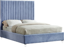 Load image into Gallery viewer, Candace Sky Blue Velvet Queen Bed image
