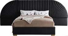 Load image into Gallery viewer, Cleo Black Velvet Queen Bed (3 Boxes) image
