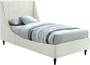 Eva Cream Velvet Twin Bed image