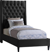 Load image into Gallery viewer, Fritz Black Velvet Twin Bed image
