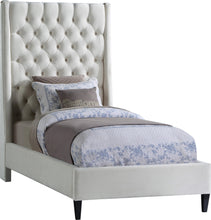 Load image into Gallery viewer, Fritz Cream Velvet Twin Bed image
