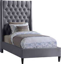 Load image into Gallery viewer, Fritz Grey Velvet Twin Bed image
