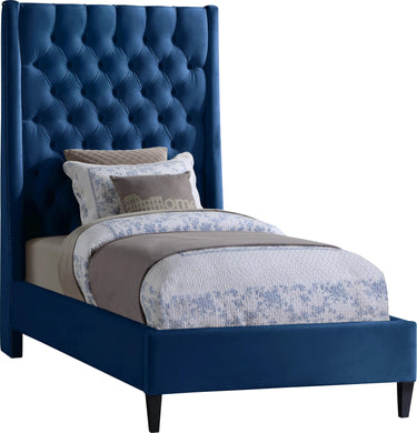 Fritz Navy Velvet Twin Bed image