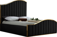 Load image into Gallery viewer, Jolie Black Velvet Queen Bed (3 Boxes) image

