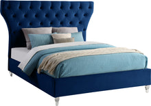 Load image into Gallery viewer, Kira Navy Velvet Queen Bed image
