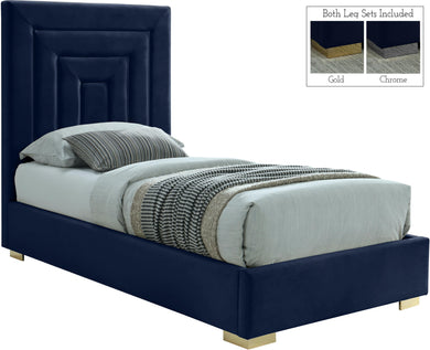 Nora Navy Velvet Twin Bed image