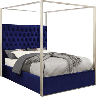 Porter Navy Velvet Queen Bed image