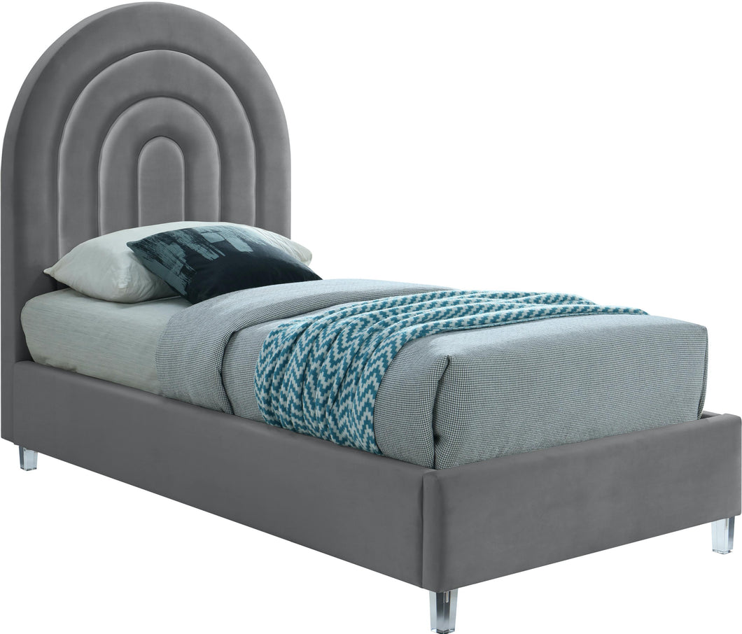 Rainbow Grey Velvet Twin Bed image