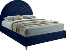 Load image into Gallery viewer, Rainbow Navy Velvet King Bed image
