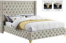 Load image into Gallery viewer, Savan Cream Velvet Queen Bed image
