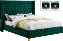 Load image into Gallery viewer, Savan Green Velvet King Bed image
