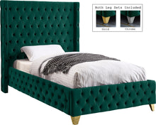 Load image into Gallery viewer, Savan Green Velvet Twin Bed image
