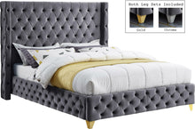 Load image into Gallery viewer, Savan Grey Velvet Full Bed image
