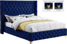 Load image into Gallery viewer, Savan Navy Velvet Full Bed image
