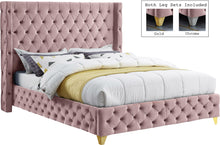 Load image into Gallery viewer, Savan Pink Velvet Queen Bed image
