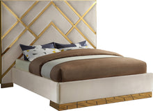 Load image into Gallery viewer, Vector Cream  Velvet Queen Bed image
