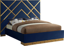 Load image into Gallery viewer, Vector Navy Velvet Queen Bed image
