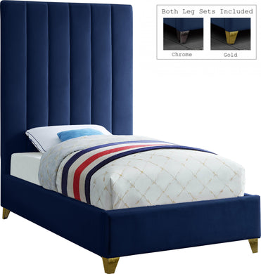 Via Navy Velvet Twin Bed image