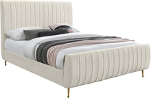 Load image into Gallery viewer, Zara Cream Velvet Queen Bed (3 Boxes) image
