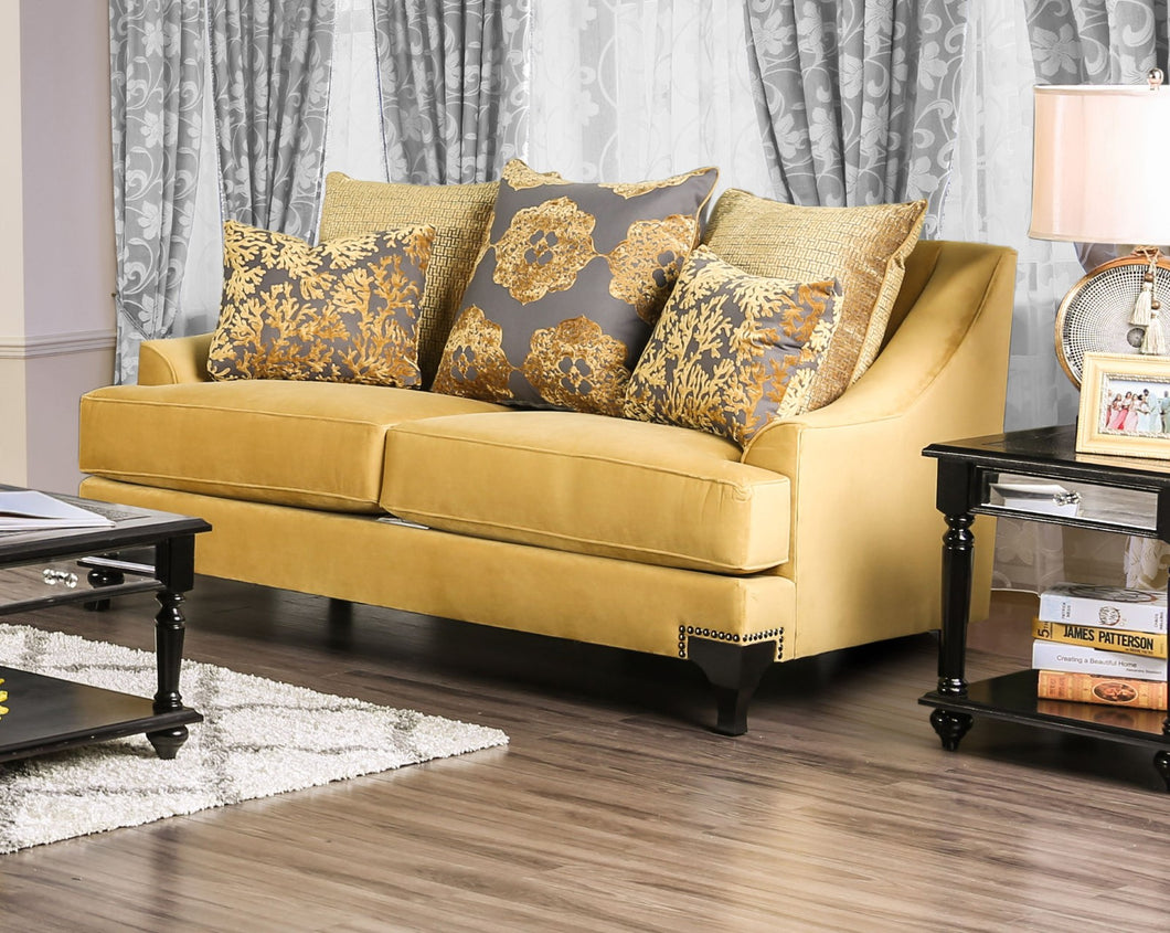 Viscontti Gold/Gray Love Seat, Gold