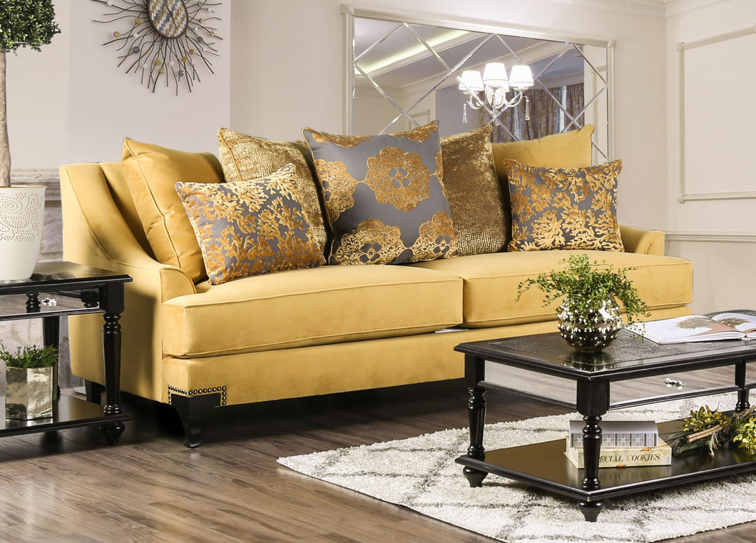 Viscontti Gold/Gray Sofa, Gold