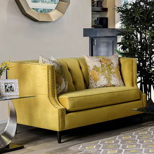 Tegan Royal Yellow/Light Tan Love Seat