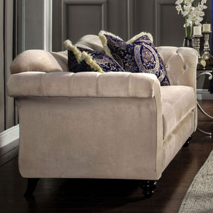 ANTOINETTE Light Mocha/Blue Love Seat, Light Mocha