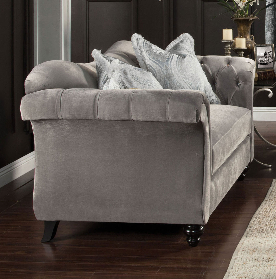 ANTOINETTE Dolphin Gray Love Seat, Dolphin Gray