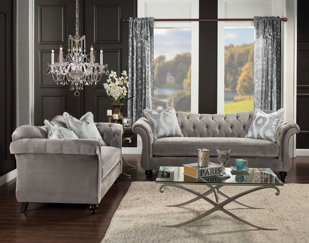 ANTOINETTE Dolphin Gray Sofa + Love Seat