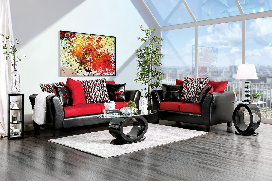 Braelyn Black/Red Sofa + Love Seat