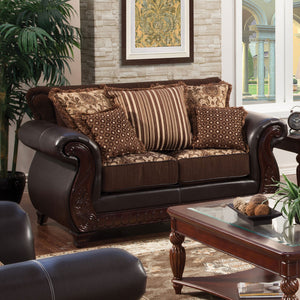 Franklin Dark Brown/Tan Love Seat, Dark Brown