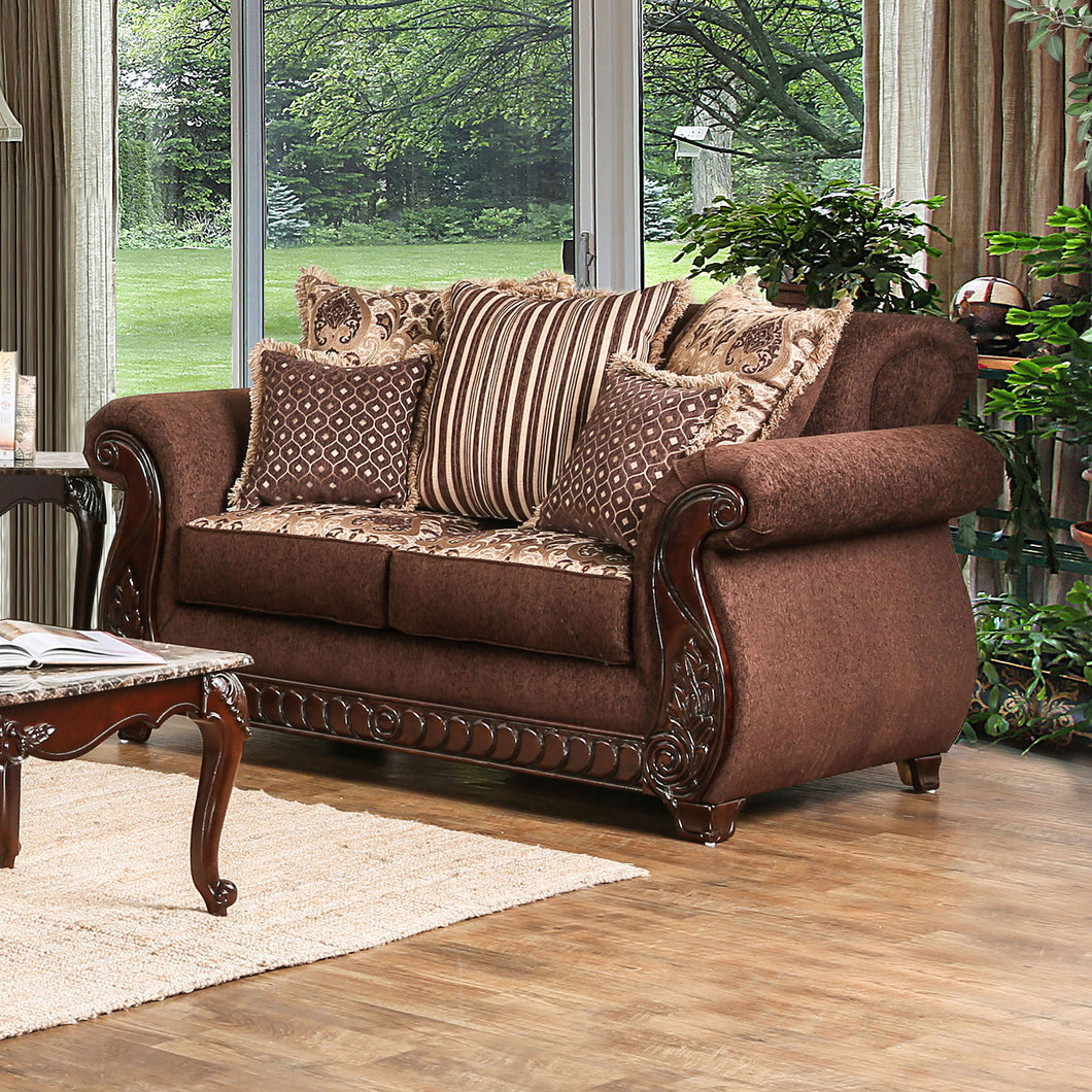 TABITHA Brown Love Seat, Brown