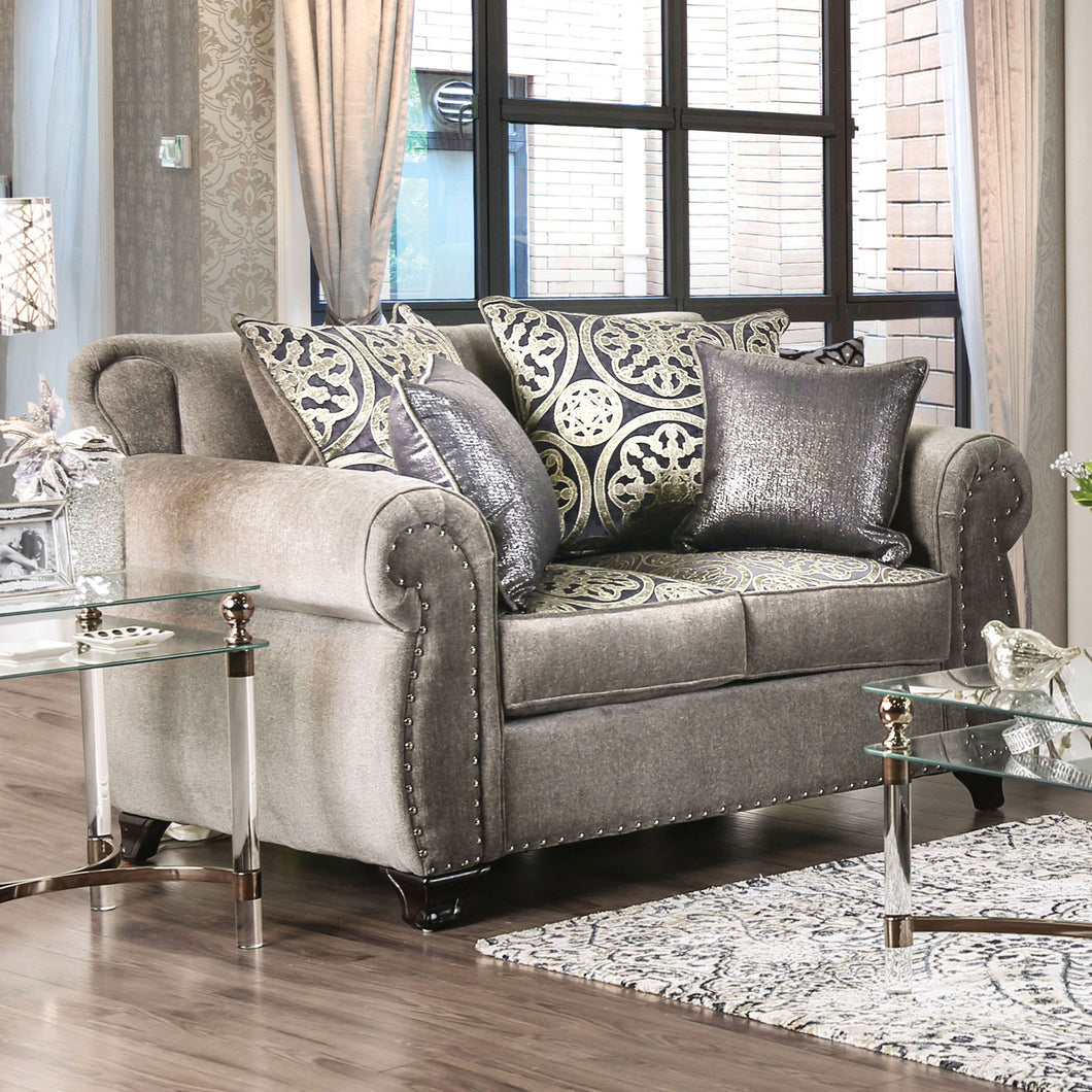 Sinatra Gray/Champagne Love Seat