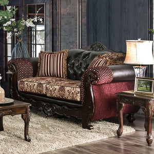 Quirino Burgundy/Dark Brown Love Seat