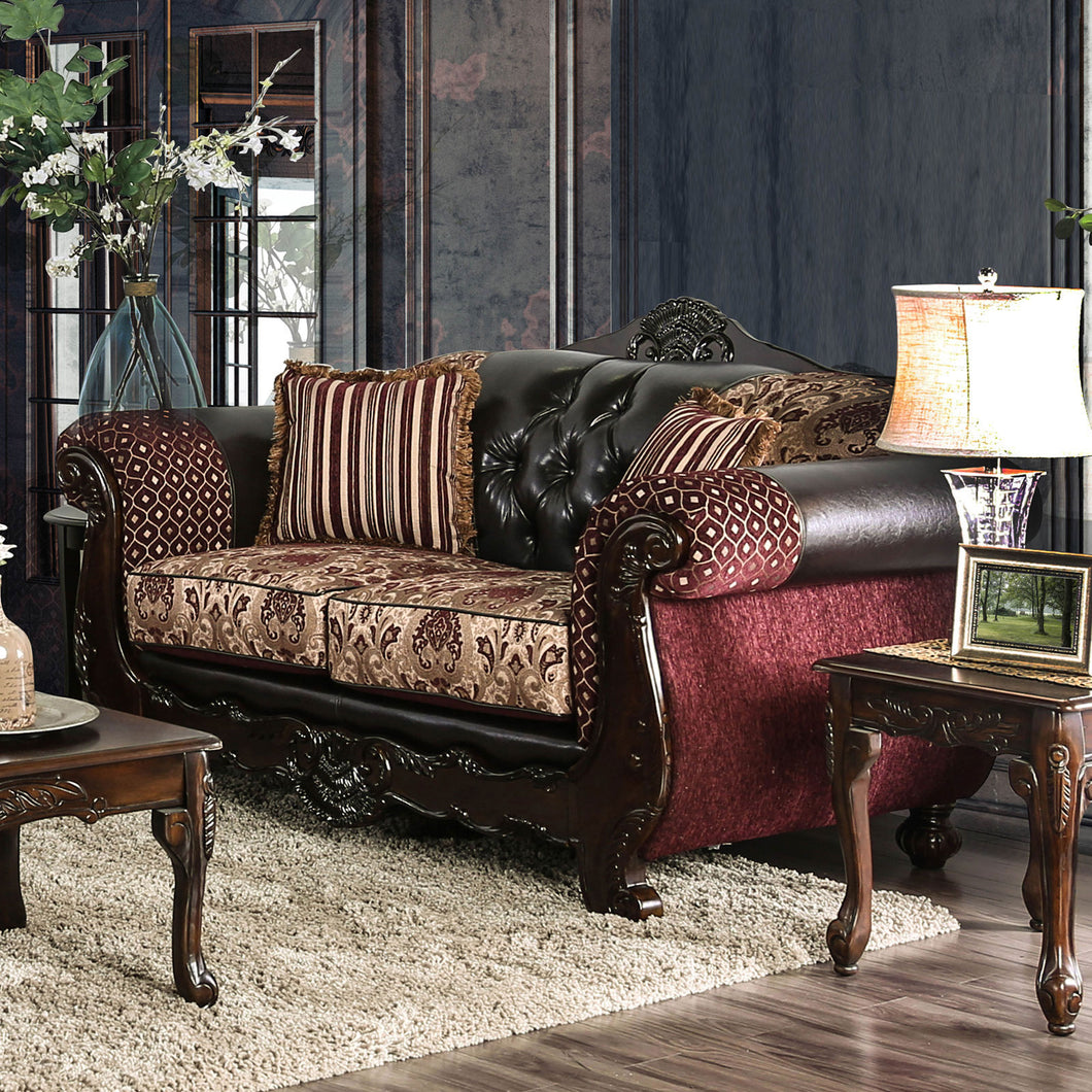 Quirino Burgundy/Dark Brown Love Seat image