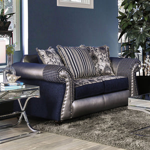 Katarina Navy/Silver Love Seat