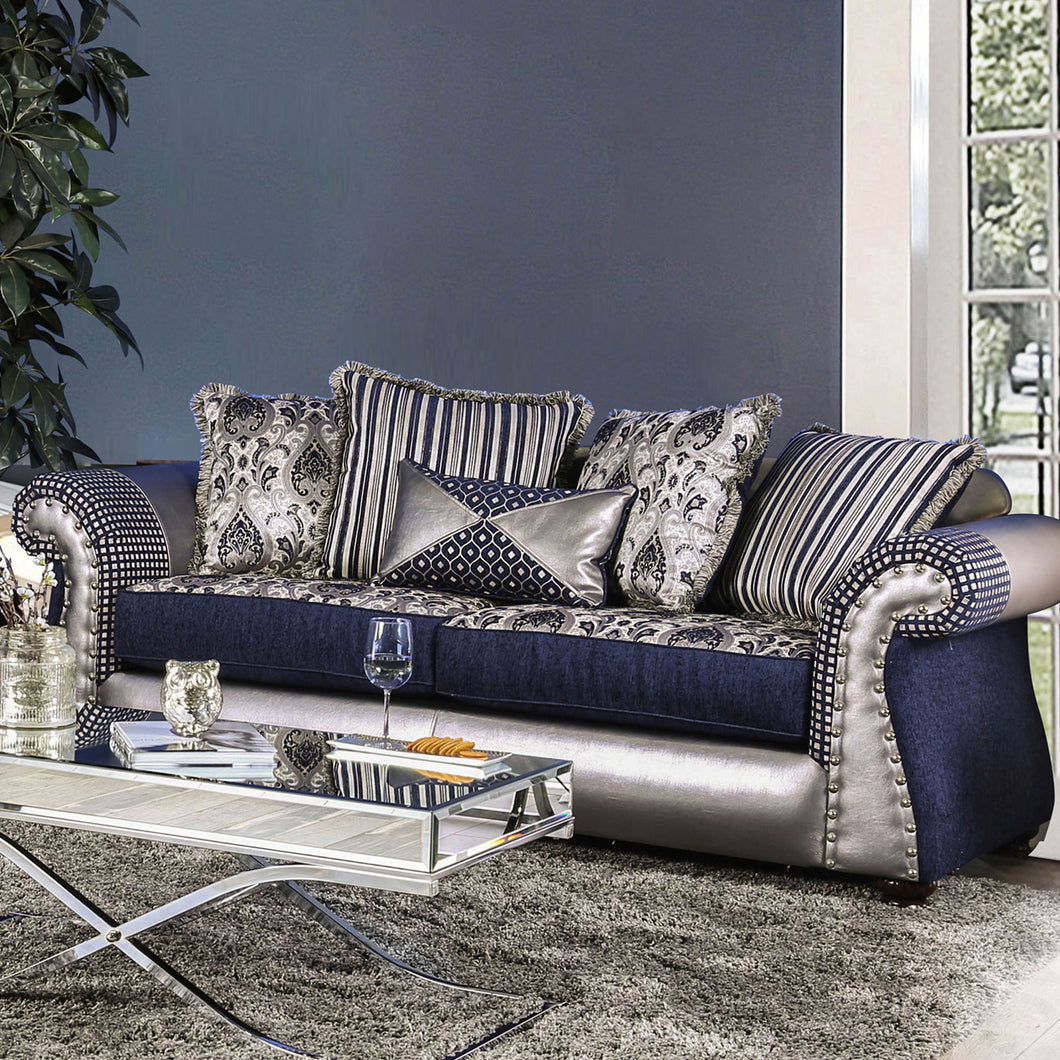 Katarina Navy/Silver Sofa