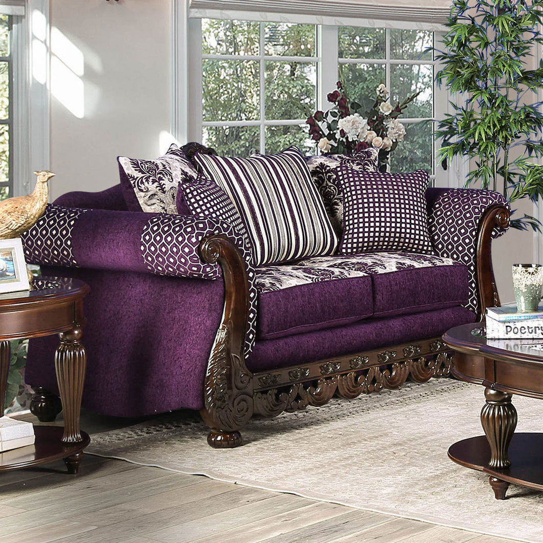 Emilia Purple/Silver Love Seat