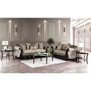 Justina Gray/Espresso Sofa + Love Seat