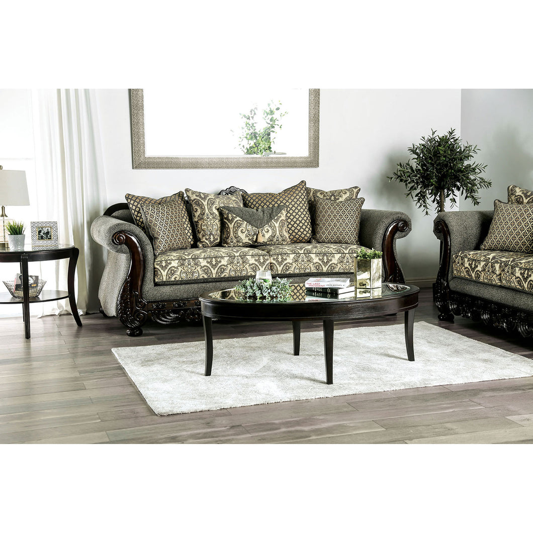 Justina Gray/Espresso Sofa