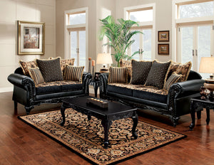 THEODORA Black, Tan Sofa + Love Seat