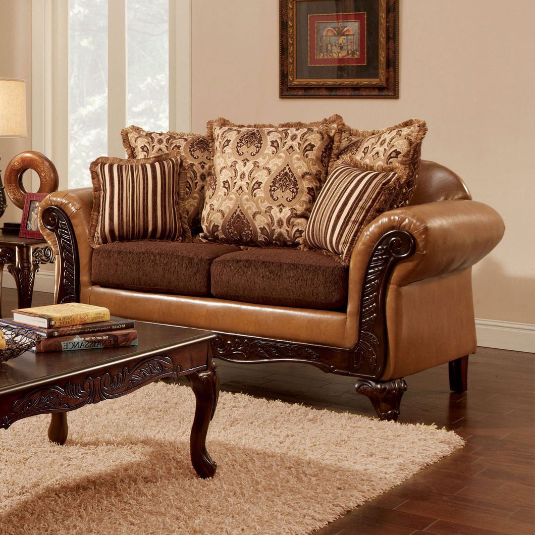 ISABELLA Dark Brown/Camel/Dark Cherry Love Seat